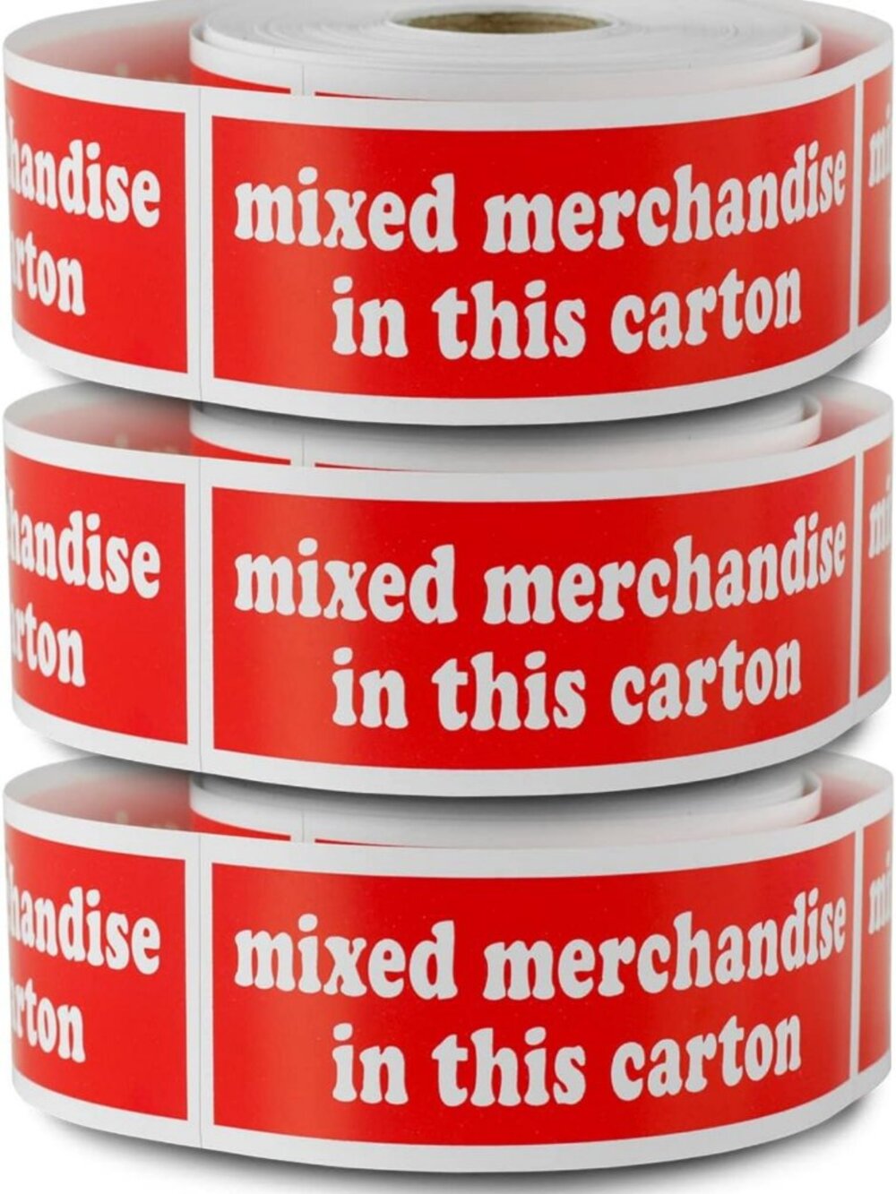 900 Red Mixed Merchandise Carton Labels - 4x1.5 Inch, Perfect for Organizing!